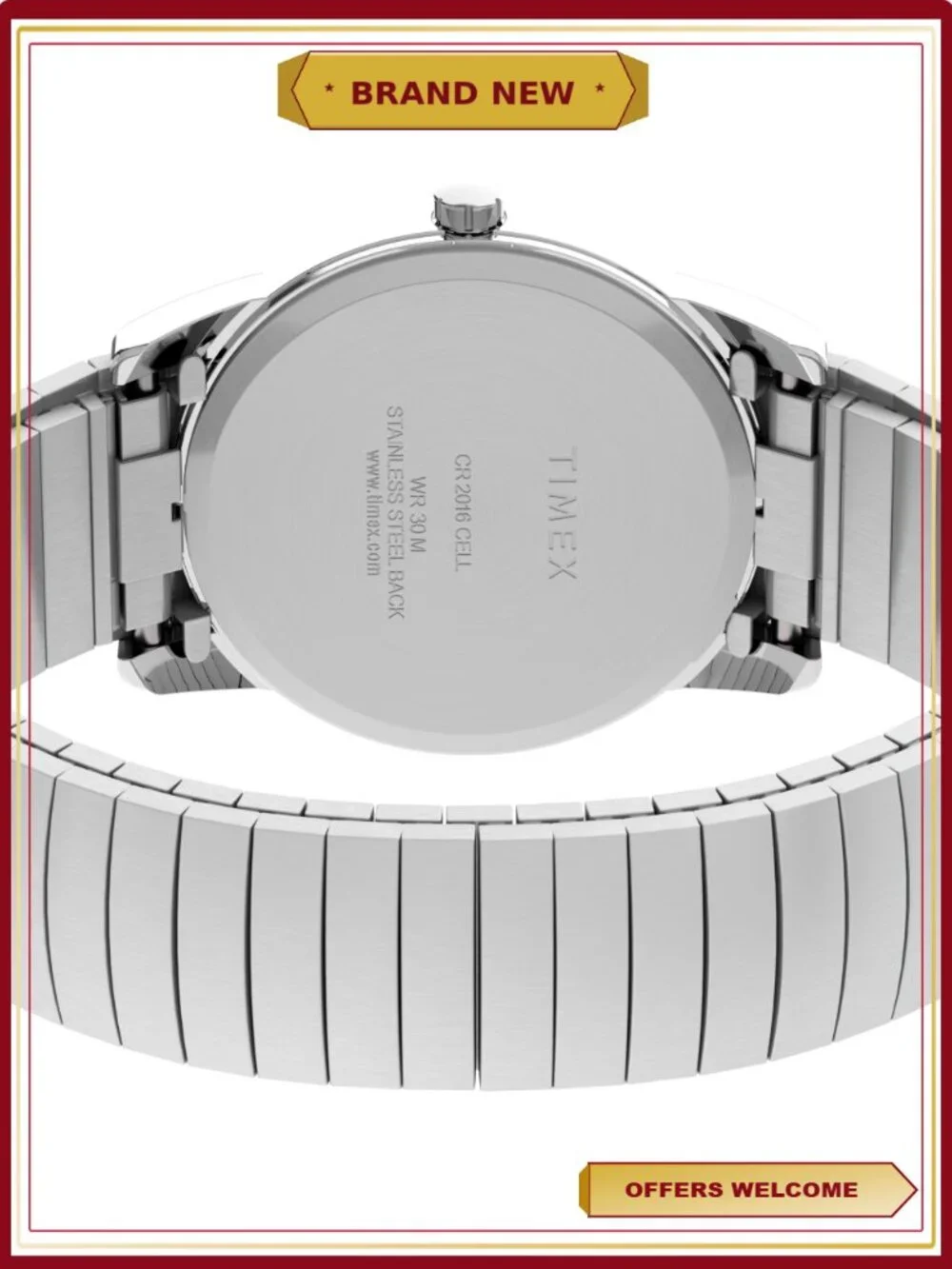 Silver-tone Expansion Band Wristwatch, Men's Analog Dress Watch